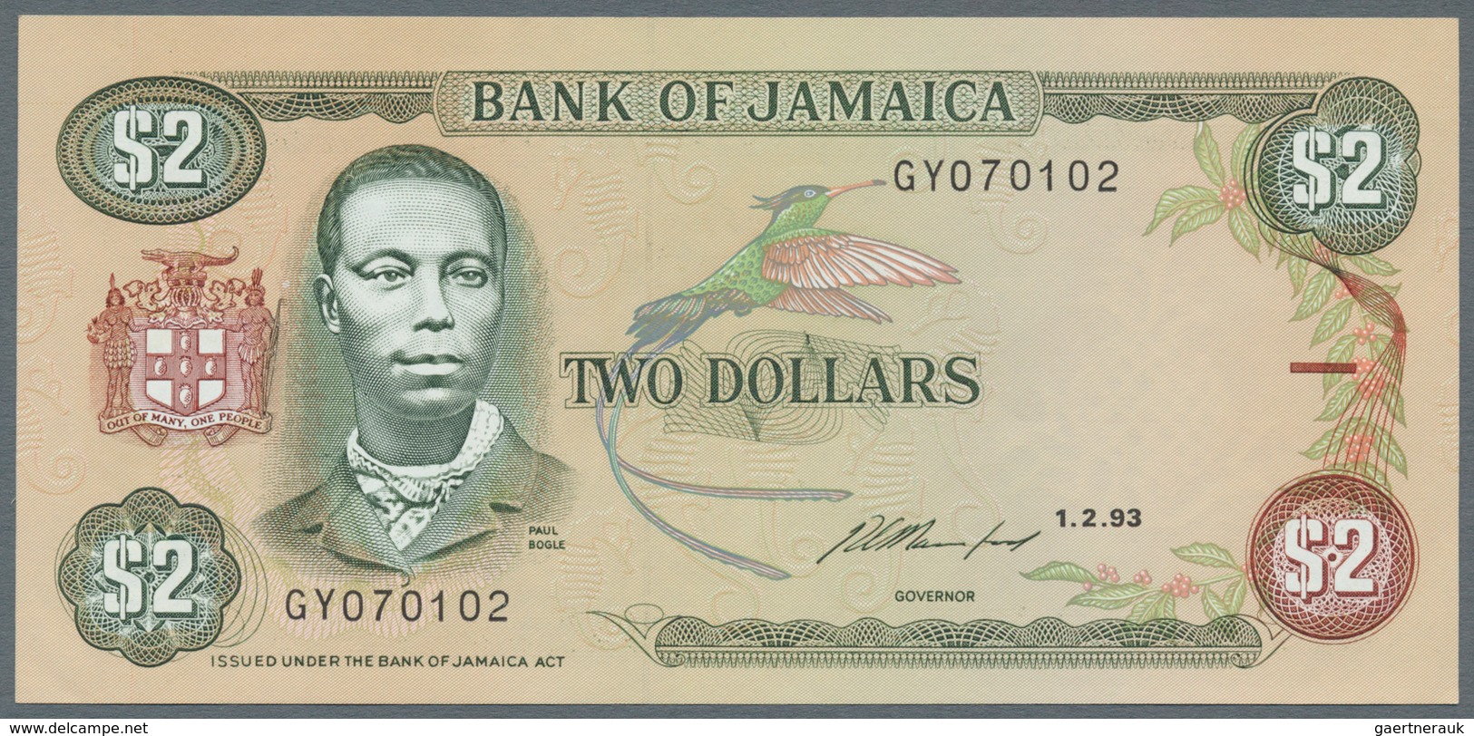 Jamaica: Lot with 38 banknotes Jamaica 1 - 500 Dollars ND(1970's) - 1999 in F- to UNC condition. (38