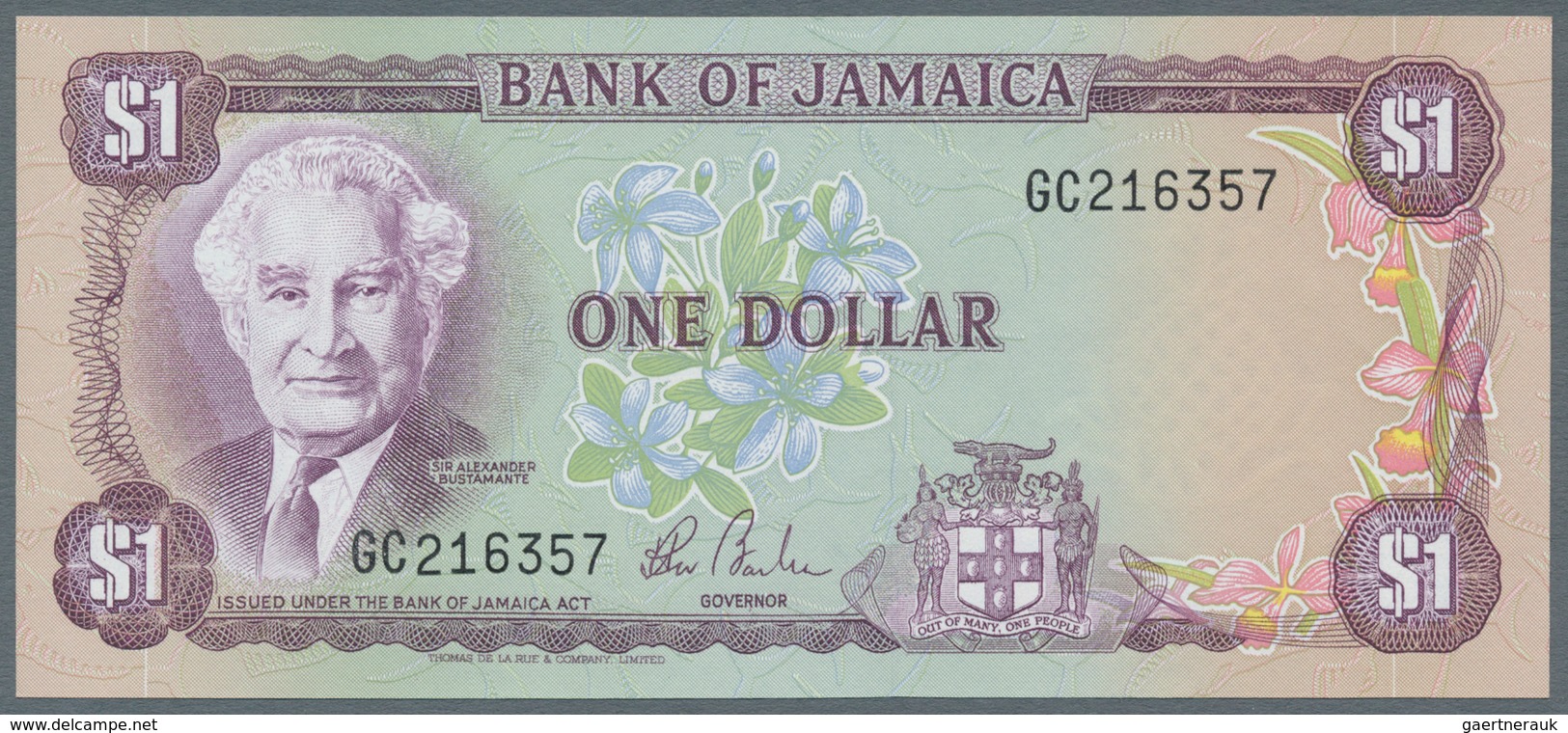 Jamaica: Lot with 38 banknotes Jamaica 1 - 500 Dollars ND(1970's) - 1999 in F- to UNC condition. (38