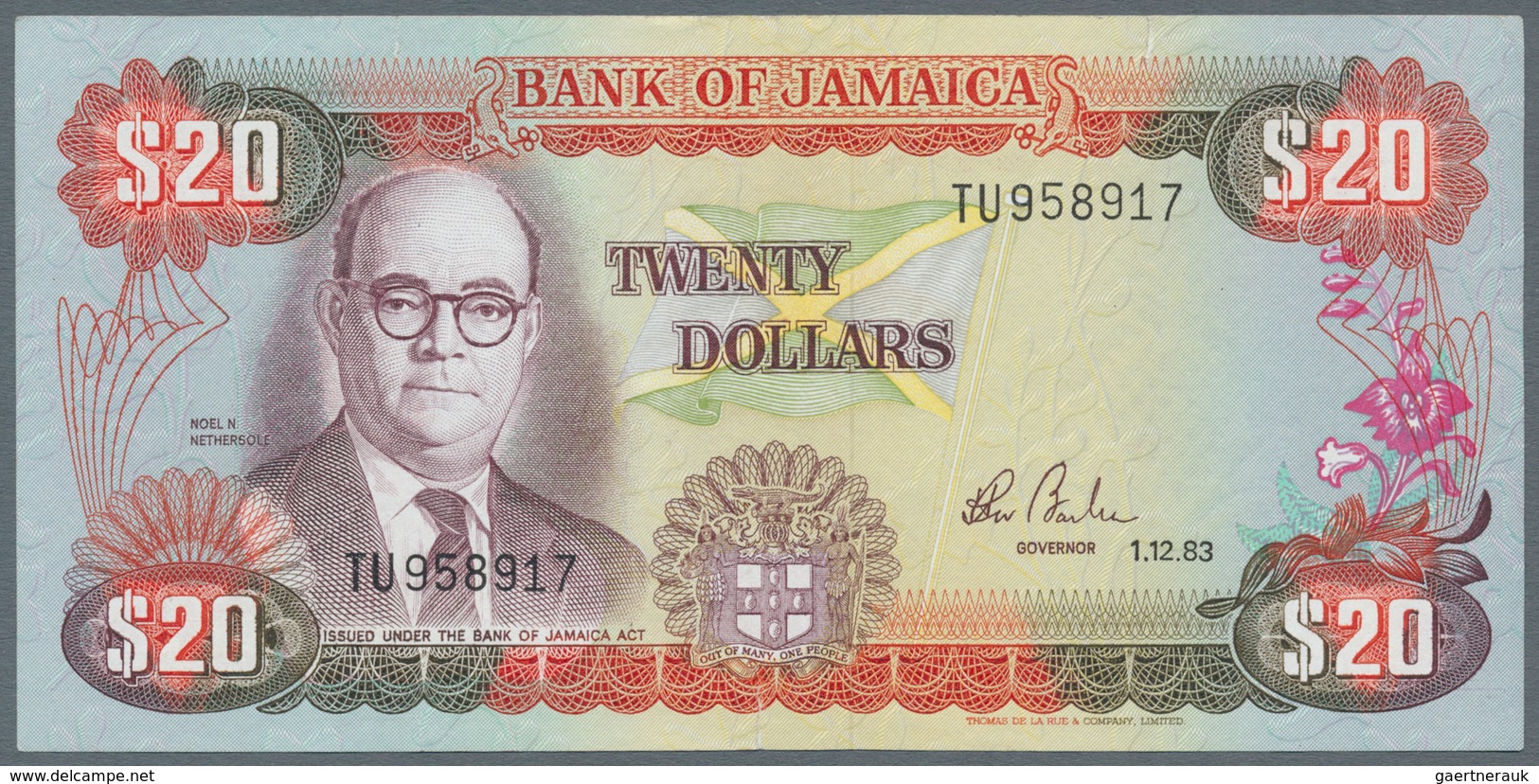 Jamaica: Lot with 38 banknotes Jamaica 1 - 500 Dollars ND(1970's) - 1999 in F- to UNC condition. (38