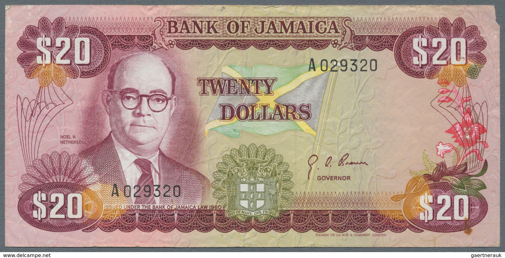 Jamaica: Lot with 38 banknotes Jamaica 1 - 500 Dollars ND(1970's) - 1999 in F- to UNC condition. (38