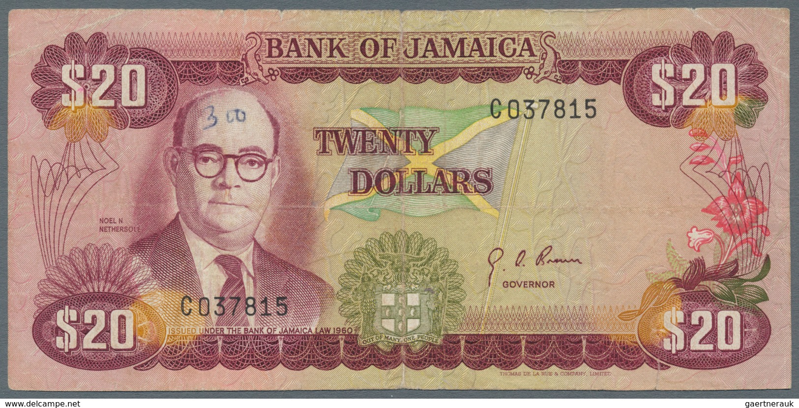 Jamaica: Lot with 38 banknotes Jamaica 1 - 500 Dollars ND(1970's) - 1999 in F- to UNC condition. (38