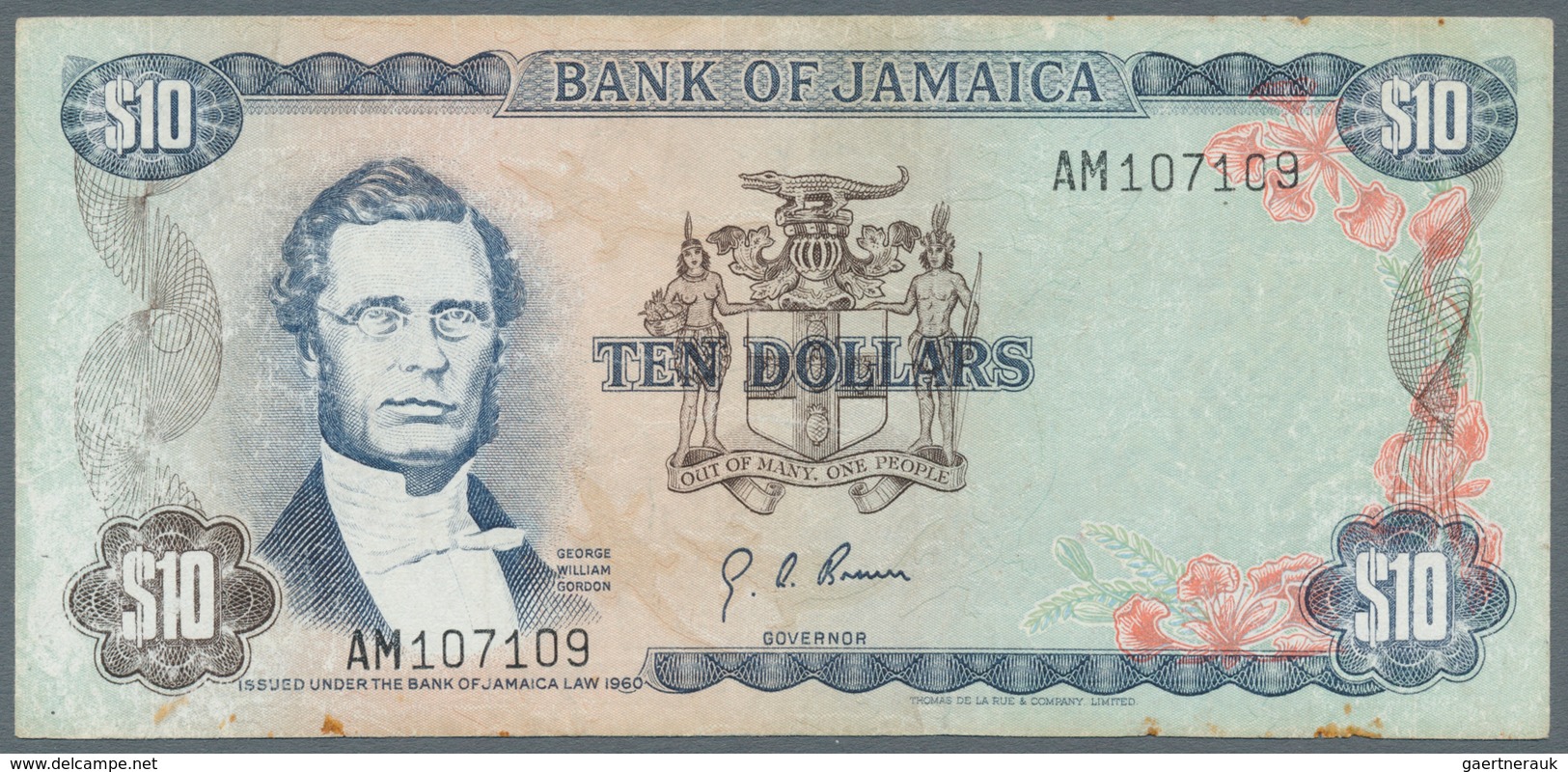 Jamaica: Lot with 38 banknotes Jamaica 1 - 500 Dollars ND(1970's) - 1999 in F- to UNC condition. (38