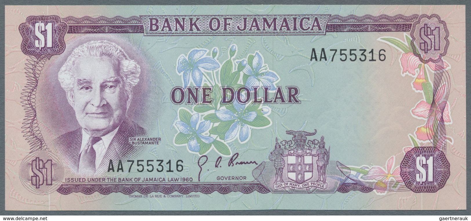 Jamaica: Lot with 38 banknotes Jamaica 1 - 500 Dollars ND(1970's) - 1999 in F- to UNC condition. (38