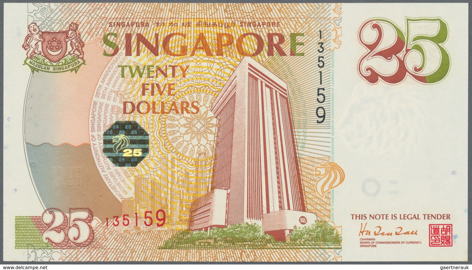 Singapore / Singapur: Very Nice Set With 15 Banknotes Comprising Two Original Folder With 25 Dollars - Singapore