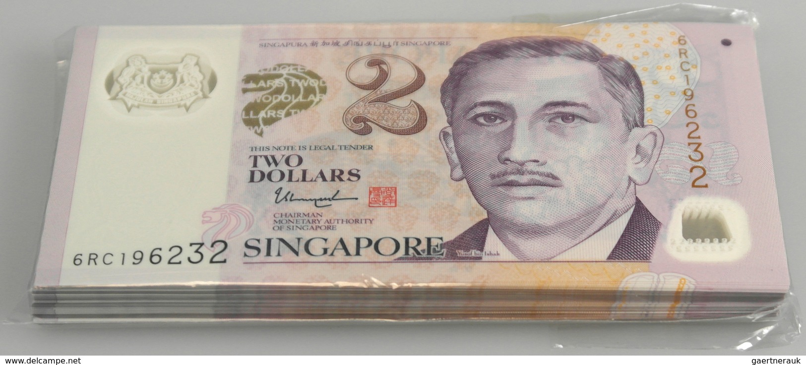 Singapore / Singapur: Origial Bundle Of 100 Pcs 2 Dollars Polymer P. 46. (100 Pcs) - Singapur