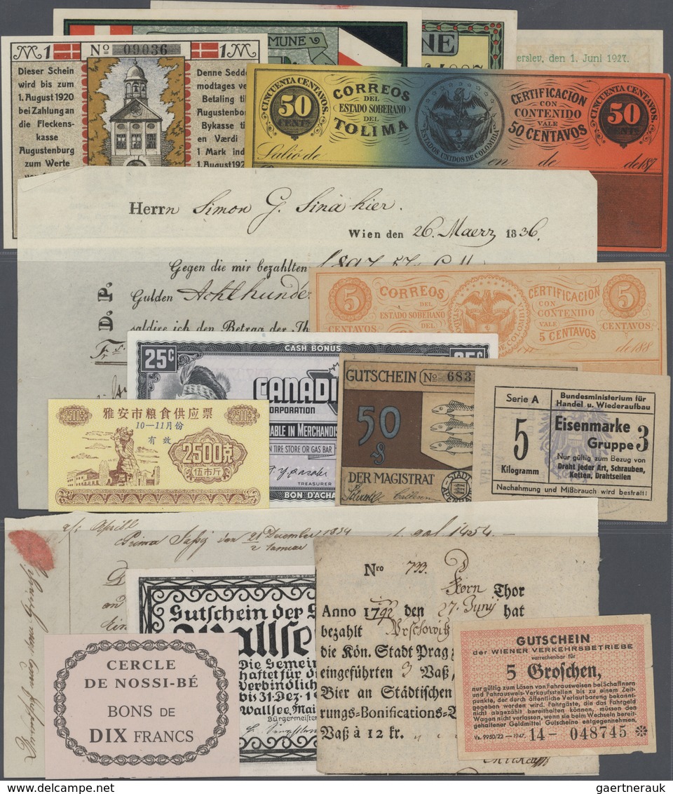 Alle Welt: Large Delaers Lot Of Miscallaneous Notes Like Camp Money Of Yugoslavia, Camp Money Hungar - Sonstige & Ohne Zuordnung