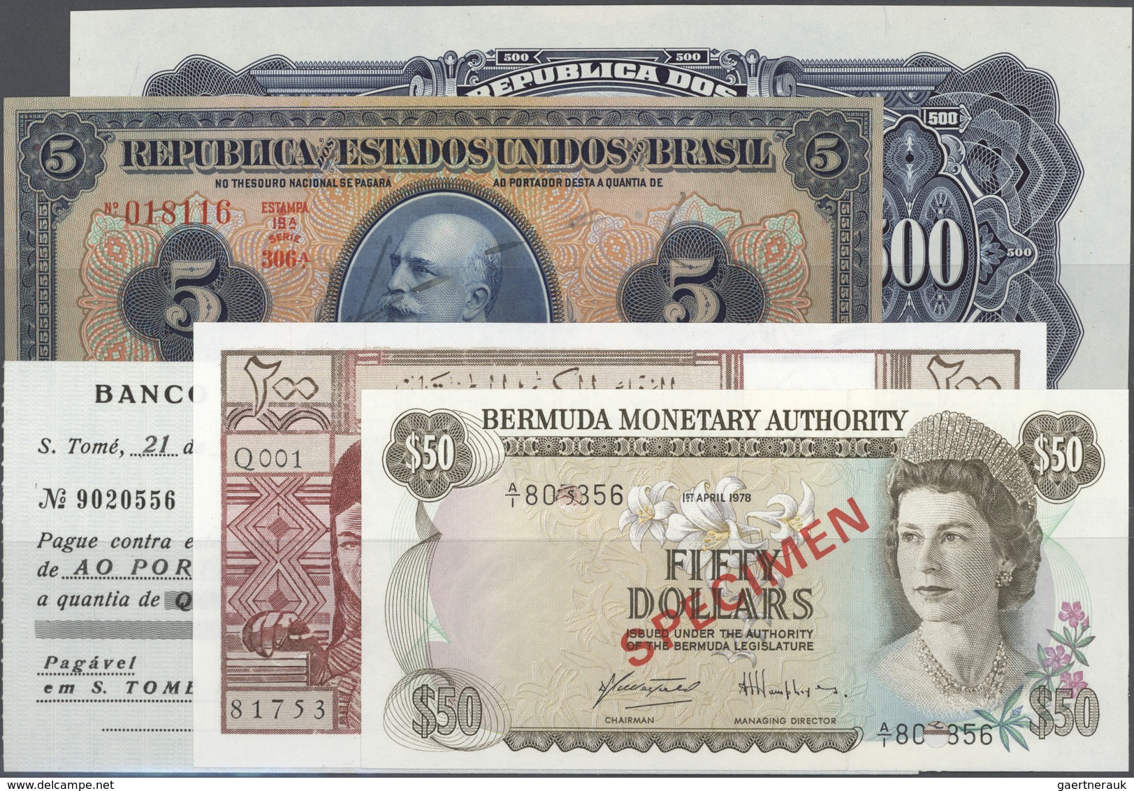 Alle Welt: High Value Lot With 37 Banknotes Containing Netherlands Antilles 5 Gulden P.1 (UNC), Maur - Andere & Zonder Classificatie