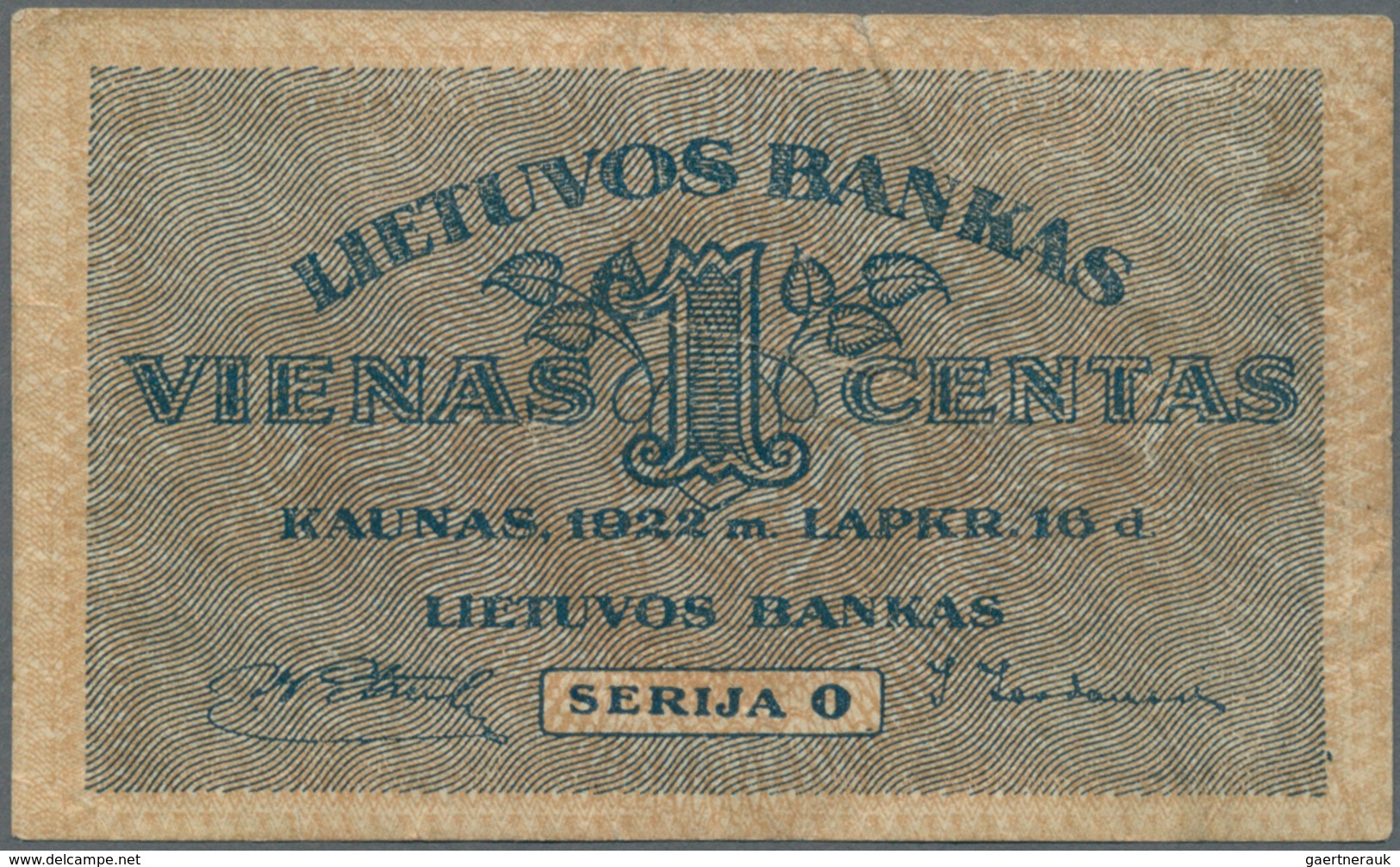 Alle Welt: Set Of 8 Different Banknotes For Example Containing; Lithuania 1 Centas 1922, 10 Litu 192 - Otros & Sin Clasificación