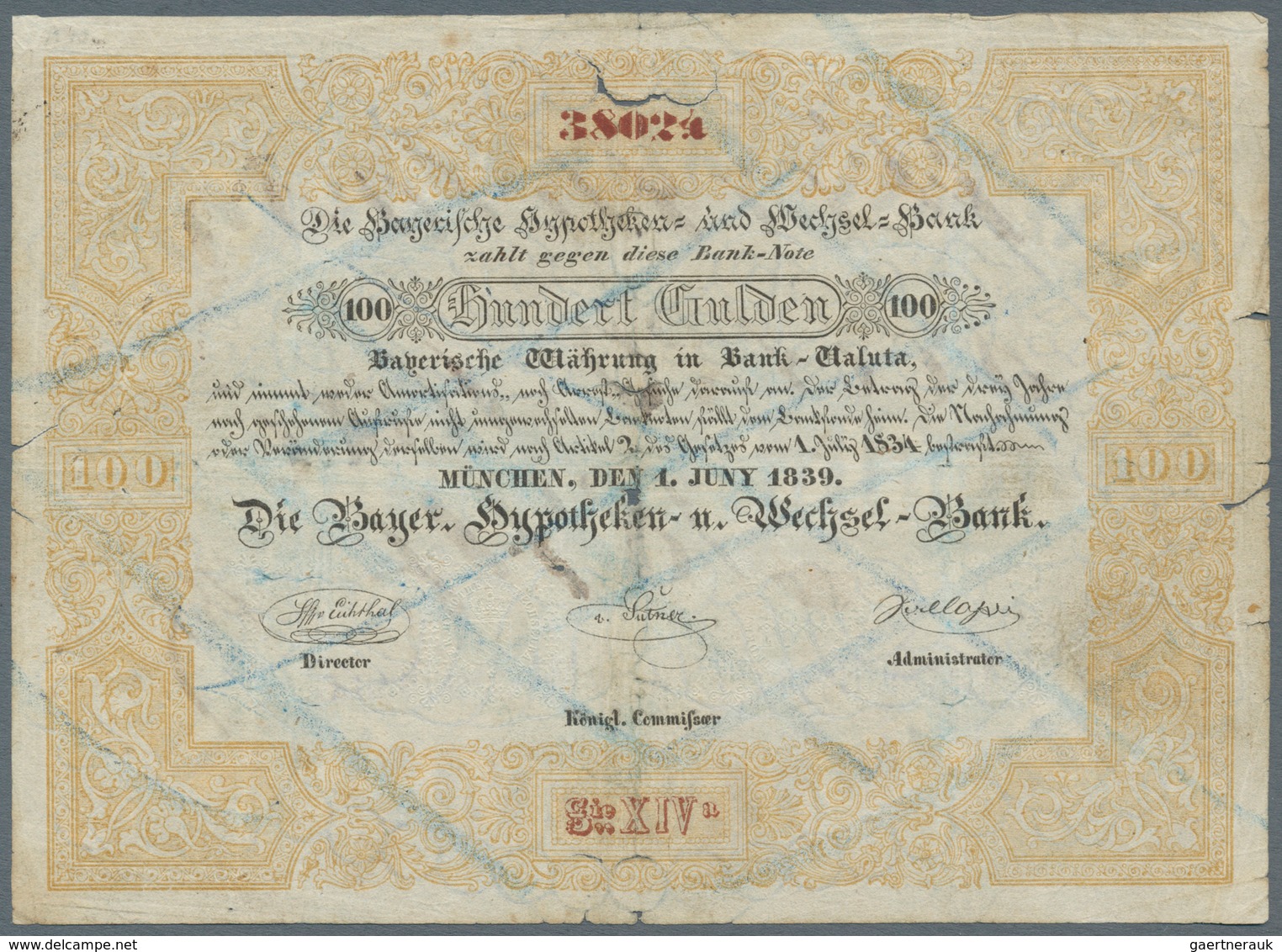 Deutschland - Altdeutsche Staaten: äußerst Seltene Banknote Bayern, Bayerische Hypotheken. Und Wechs - …-1871: Altdeutschland