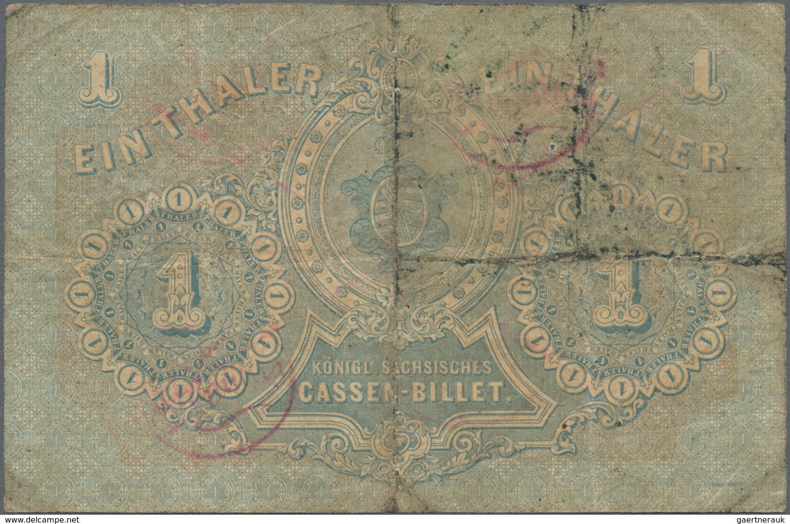 Deutschland - Altdeutsche Staaten: Königlich-Sächsisches Cassenbillett, 1 Taler, 2.3.1867, PiRi A396 - …-1871: Altdeutschland