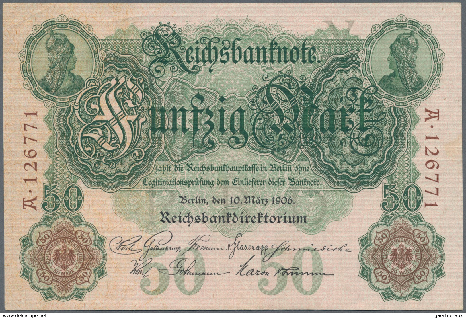 Deutschland - Deutsches Reich Bis 1945: 50 Mark 1906 Ro 25a Mit Zwei Mittelfalten In Erhaltung VF+ B - Otros & Sin Clasificación