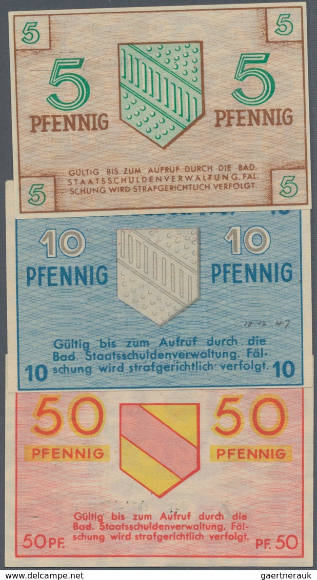 Deutschland - Alliierte Miltärbehörde + Ausgaben 1945-1948: Baden, Staatsschuldenverwaltung, 3 Klein - Andere & Zonder Classificatie