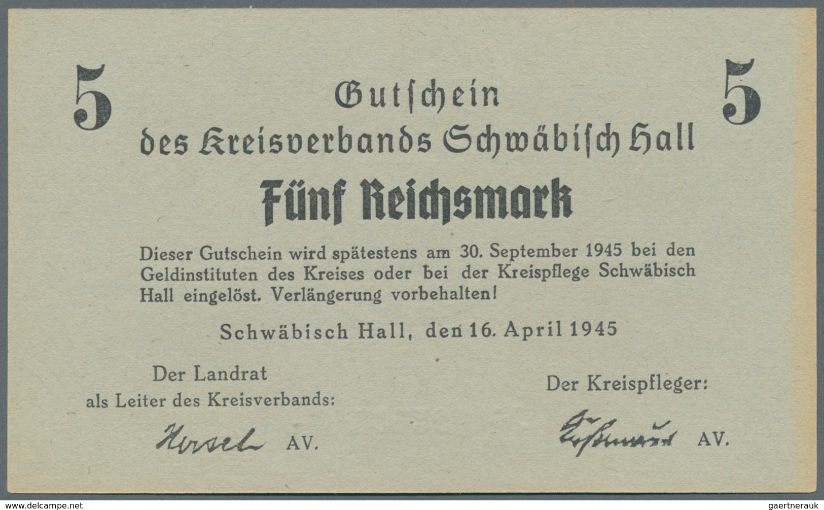 Deutschland - Alliierte Miltärbehörde + Ausgaben 1945-1948: Schwäbisch Hall, 16. April 1945, Gutsche - Andere & Zonder Classificatie