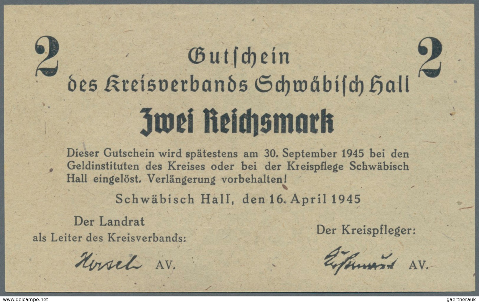 Deutschland - Alliierte Miltärbehörde + Ausgaben 1945-1948: Schwäbisch Hall, 16. April 1945, Gutsche - Andere & Zonder Classificatie