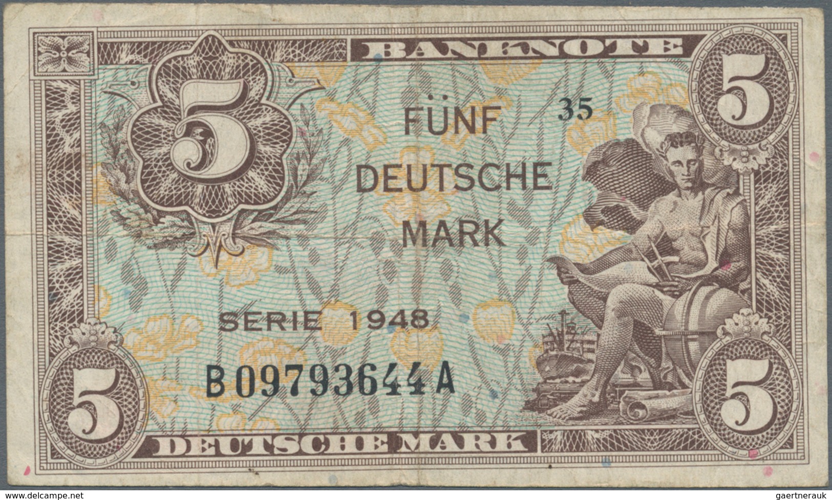 Deutschland - Bank Deutscher Länder + Bundesrepublik Deutschland: 5 DM 1948 Kopfgeldserie, Serie "B/ - Sonstige & Ohne Zuordnung