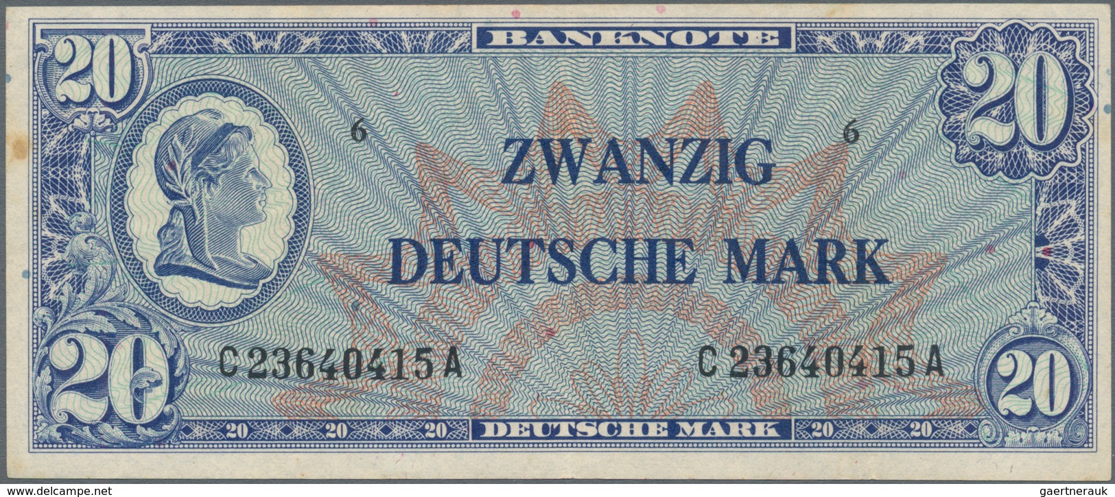 Deutschland - Bank Deutscher Länder + Bundesrepublik Deutschland: 20 DM 1948 "Liberty", Ro.246a, 3 S - Sonstige & Ohne Zuordnung