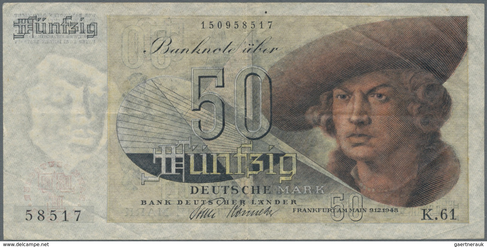 Deutschland - Bank Deutscher Länder + Bundesrepublik Deutschland: 50 DM 1948 Franzosenschein, Ro.254 - Otros & Sin Clasificación