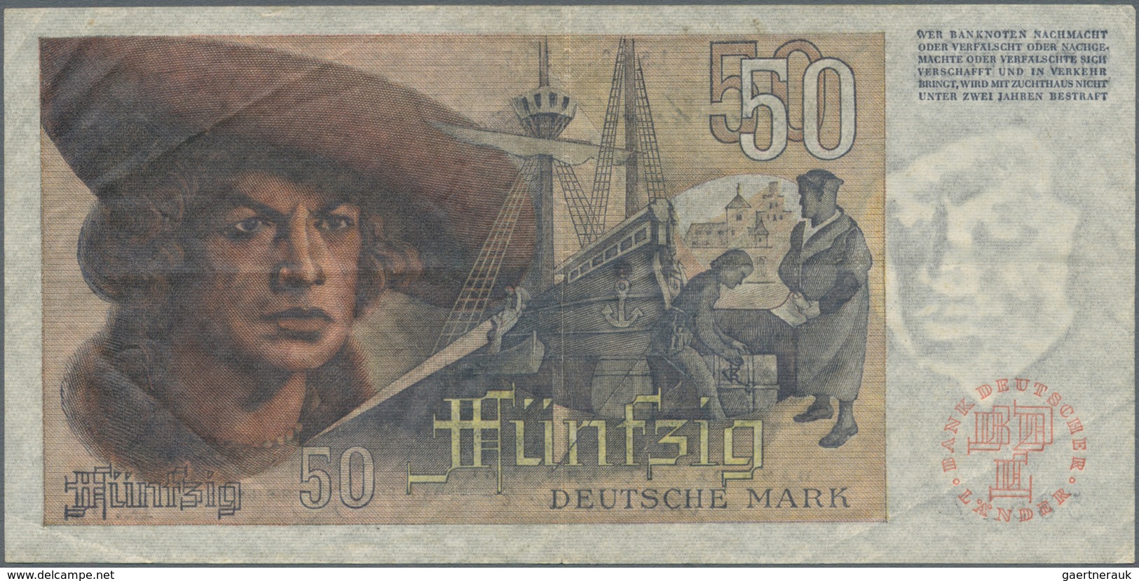Deutschland - Bank Deutscher Länder + Bundesrepublik Deutschland: 50 DM 1948 Franzosenschein, Ro.254 - Andere & Zonder Classificatie
