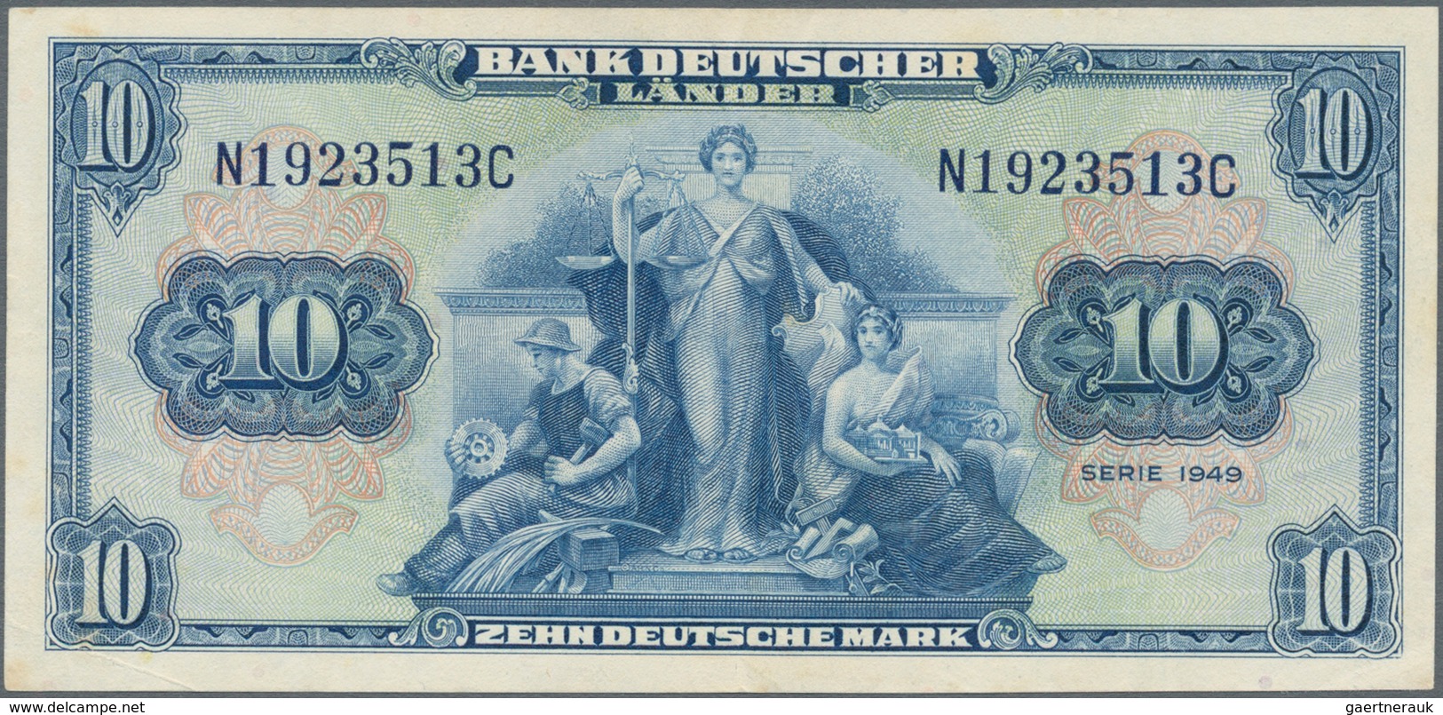 Deutschland - Bank Deutscher Länder + Bundesrepublik Deutschland: 10 DM 1949, Serie "N/C", Ro.258, S - Andere & Zonder Classificatie