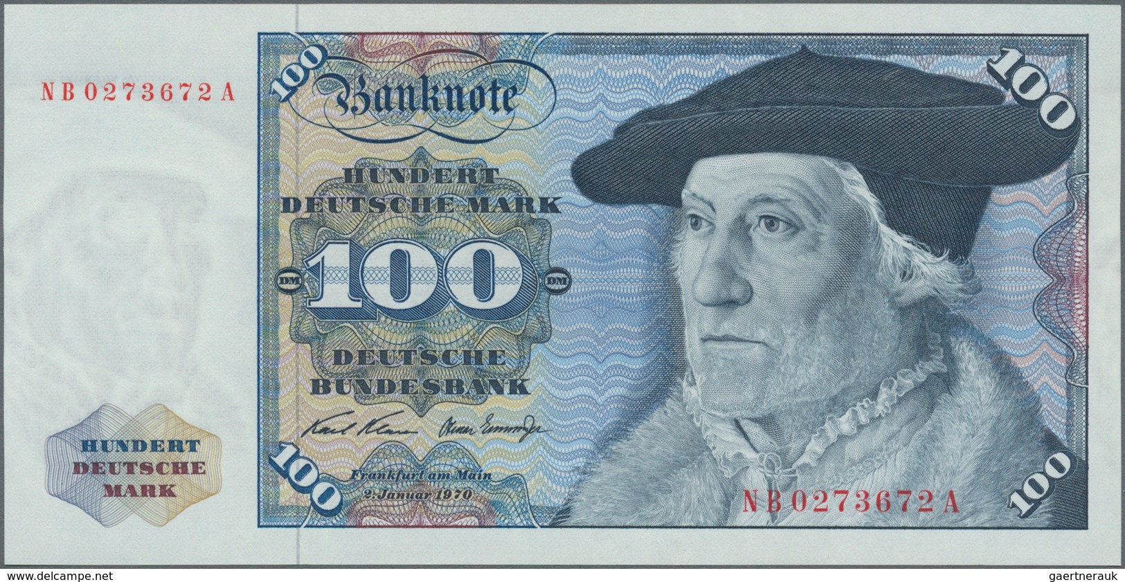 Deutschland - Bank Deutscher Länder + Bundesrepublik Deutschland: 100 DM 1970, Serie "NB/A", Ro.273a - Andere & Zonder Classificatie