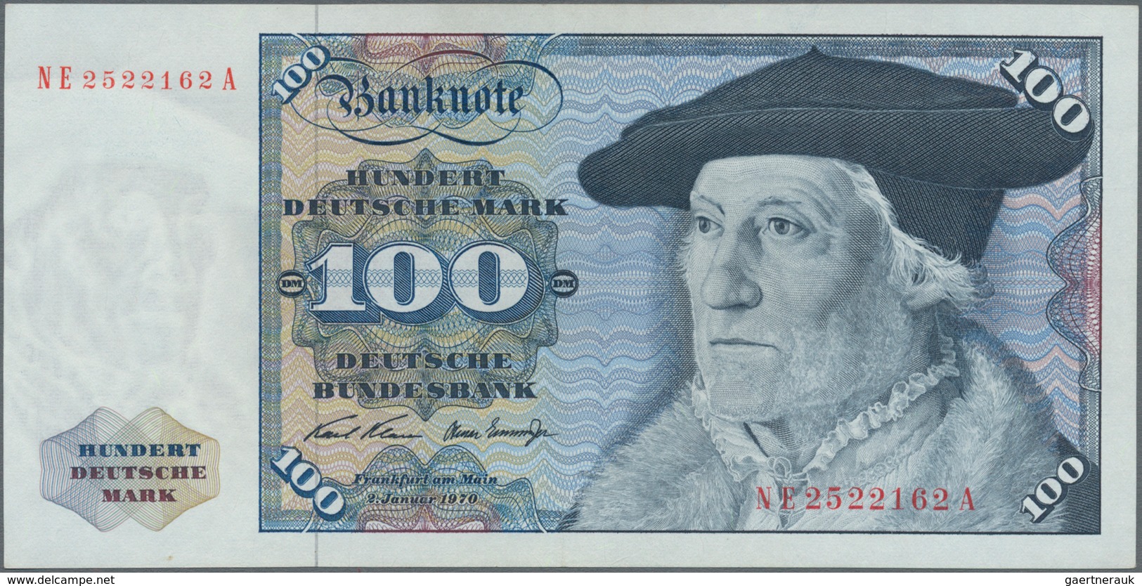 Deutschland - Bank Deutscher Länder + Bundesrepublik Deutschland: 100 DM 1970, Serie "NE/A", Ro.273b - Sonstige & Ohne Zuordnung