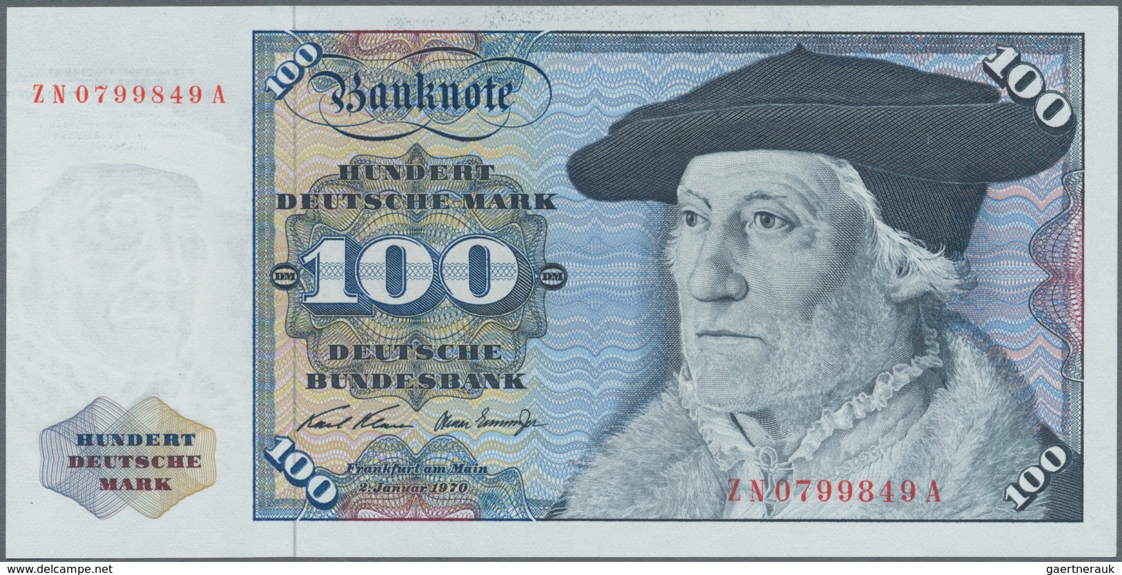 Deutschland - Bank Deutscher Länder + Bundesrepublik Deutschland: 100 DM 1970 Ersatznote Serie "ZN/A - Sonstige & Ohne Zuordnung