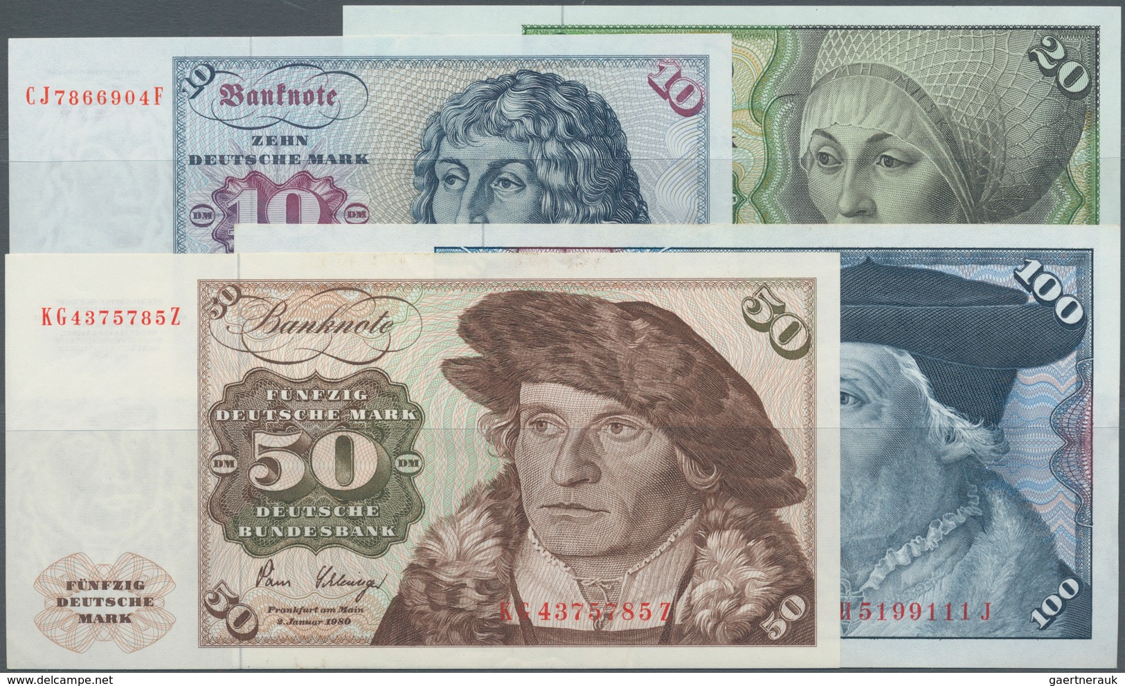 Deutschland - Bank Deutscher Länder + Bundesrepublik Deutschland: Lot Mit 4 Banknoten Serie 1980 Ohn - Andere & Zonder Classificatie