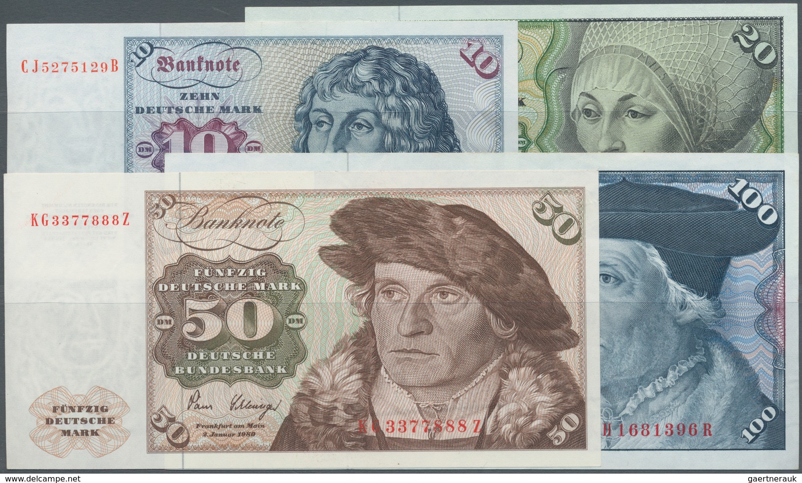 Deutschland - Bank Deutscher Länder + Bundesrepublik Deutschland: Set Mit 4 Banknoten Serie 1980 Ohn - Andere & Zonder Classificatie