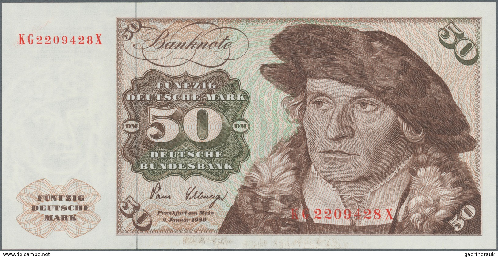 Deutschland - Bank Deutscher Länder + Bundesrepublik Deutschland: 50 DM 1980 Serie "KG/X" Ohne Copyr - Sonstige & Ohne Zuordnung