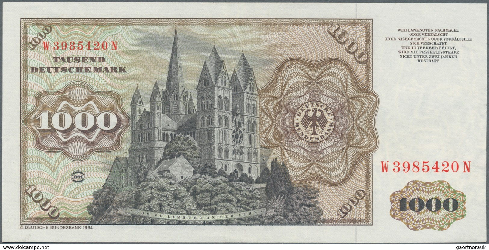 Deutschland - Bank Deutscher Länder + Bundesrepublik Deutschland: 1000 DM 1980 Serie "W/N", Ro.291a, - Otros & Sin Clasificación