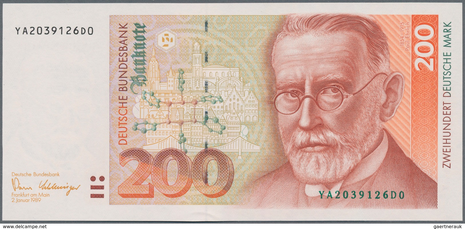 Deutschland - Bank Deutscher Länder + Bundesrepublik Deutschland: 200 DM 1989, Ersatznote Serie "YA - Otros & Sin Clasificación