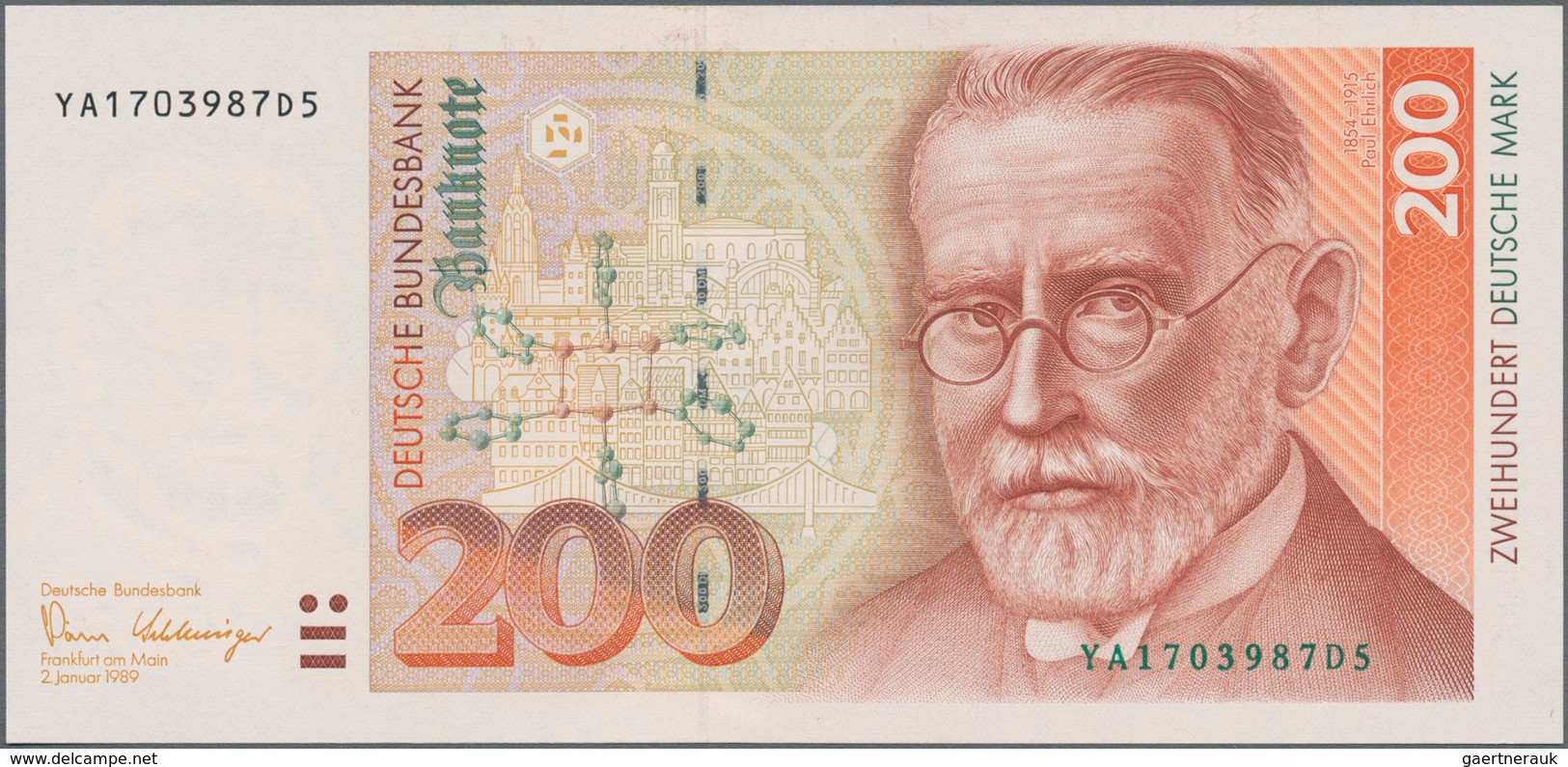 Deutschland - Bank Deutscher Länder + Bundesrepublik Deutschland: 200 DM 1989, Ersatznote Serie "YA/ - Otros & Sin Clasificación