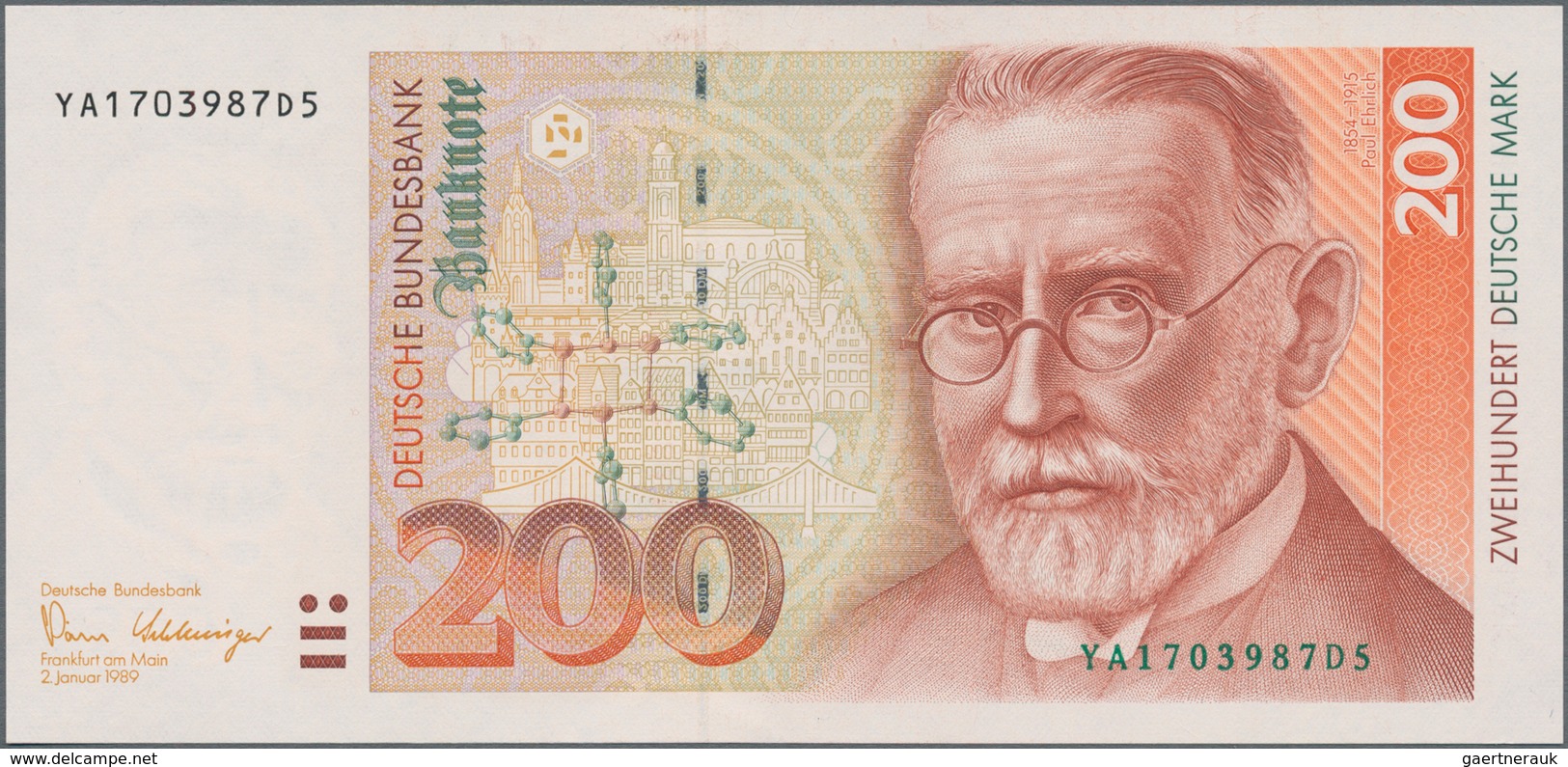 Deutschland - Bank Deutscher Länder + Bundesrepublik Deutschland: 200 DM 1989, Ersatznote Serie "YA/ - Sonstige & Ohne Zuordnung