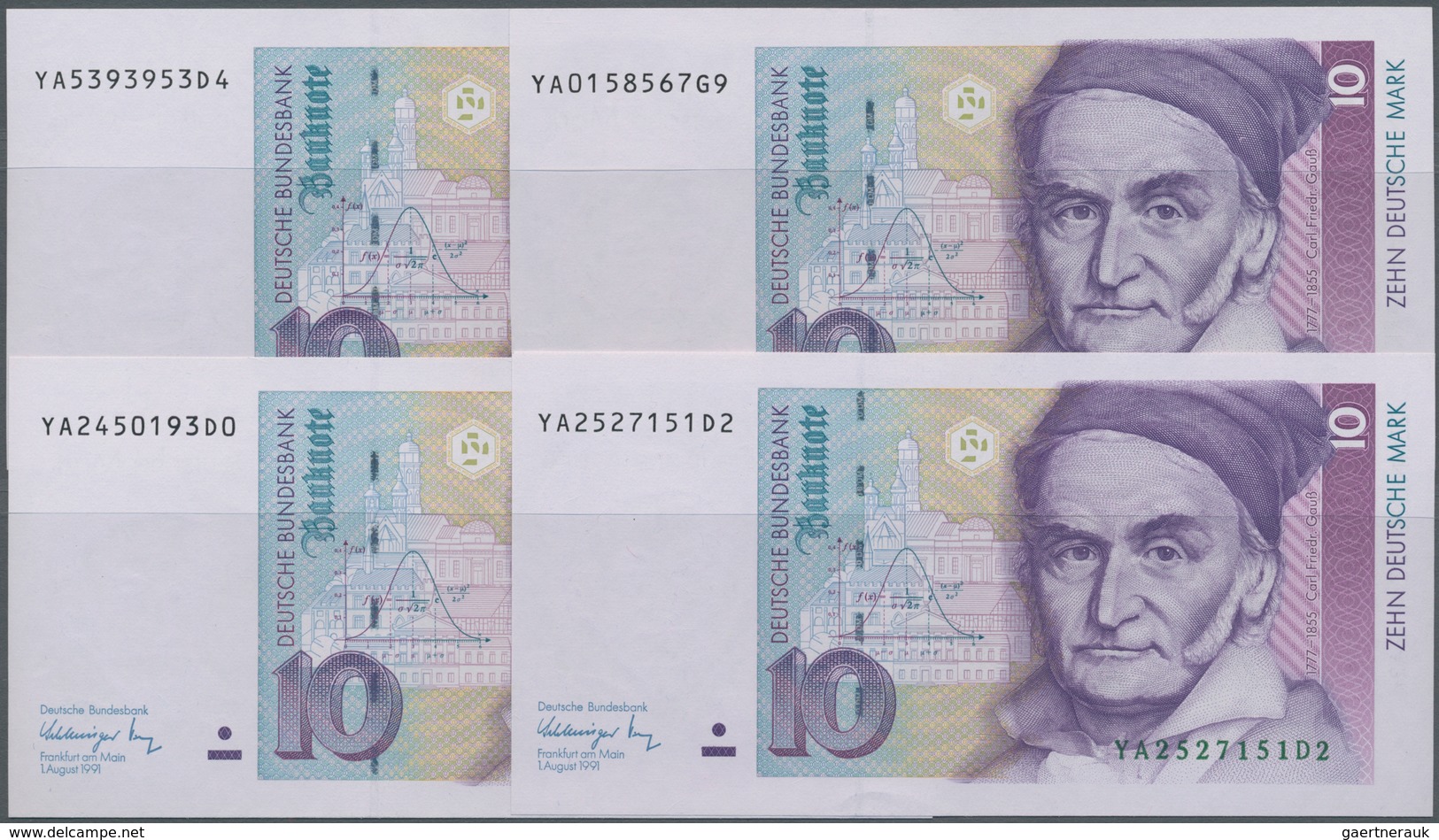 Deutschland - Bank Deutscher Länder + Bundesrepublik Deutschland: Set Mit 4 Banknoten 10 DM 1991 Ers - Otros & Sin Clasificación