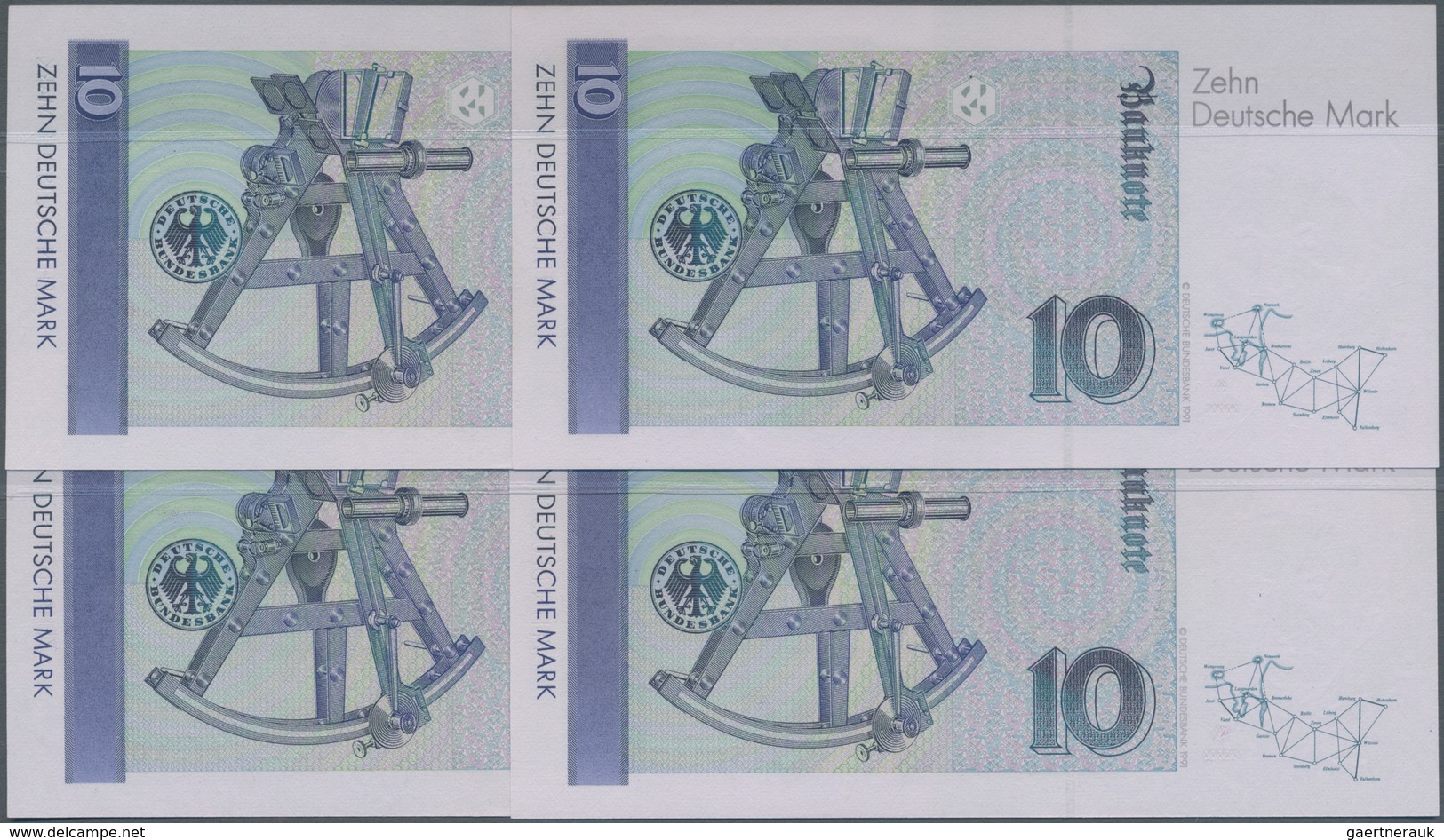 Deutschland - Bank Deutscher Länder + Bundesrepublik Deutschland: Set Mit 4 Banknoten 10 DM 1991 Ers - Otros & Sin Clasificación
