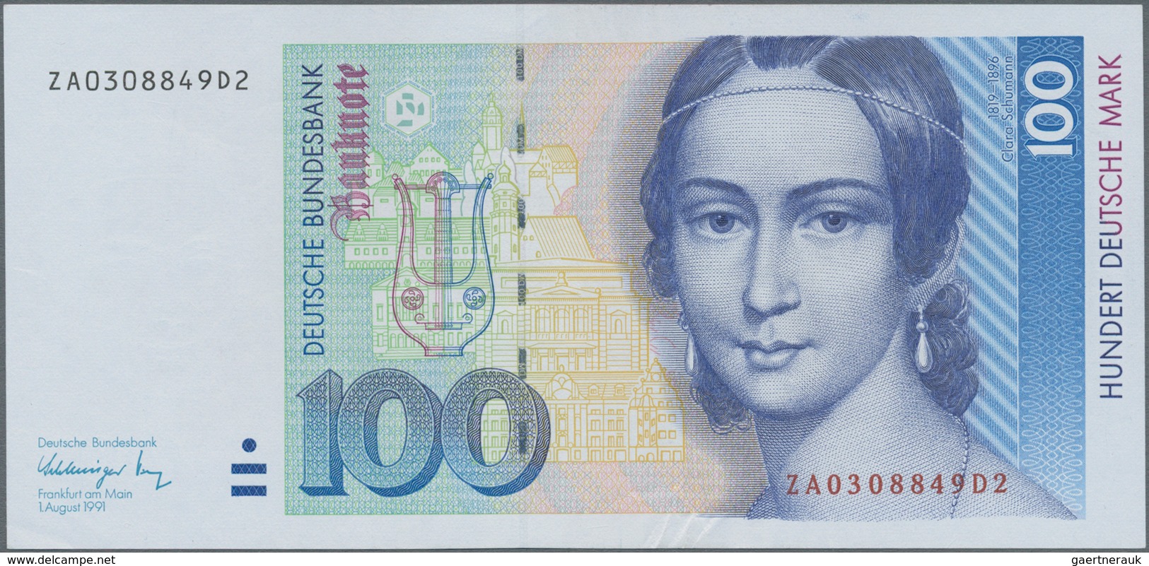 Deutschland - Bank Deutscher Länder + Bundesrepublik Deutschland: 100 DM 1991 Ersatznote Serie "ZA/D - Otros & Sin Clasificación