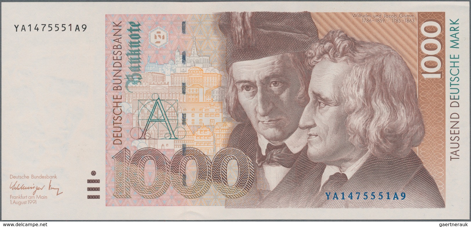 Deutschland - Bank Deutscher Länder + Bundesrepublik Deutschland: 1000 DM 1991, Ersatznote Serie "YA - Andere & Zonder Classificatie