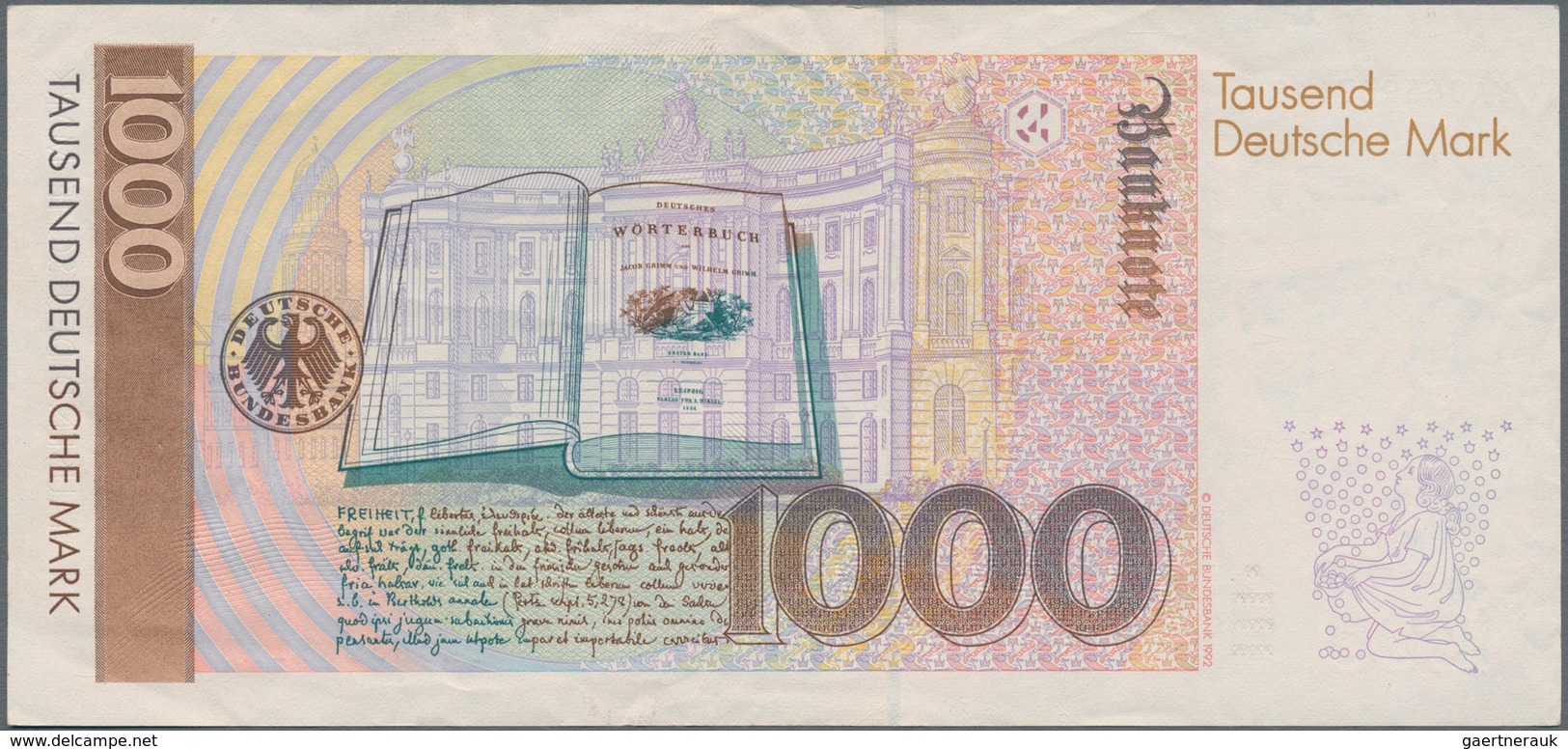 Deutschland - Bank Deutscher Länder + Bundesrepublik Deutschland: 1000 DM 1991 Ersatznote Serie "YA/ - Andere & Zonder Classificatie