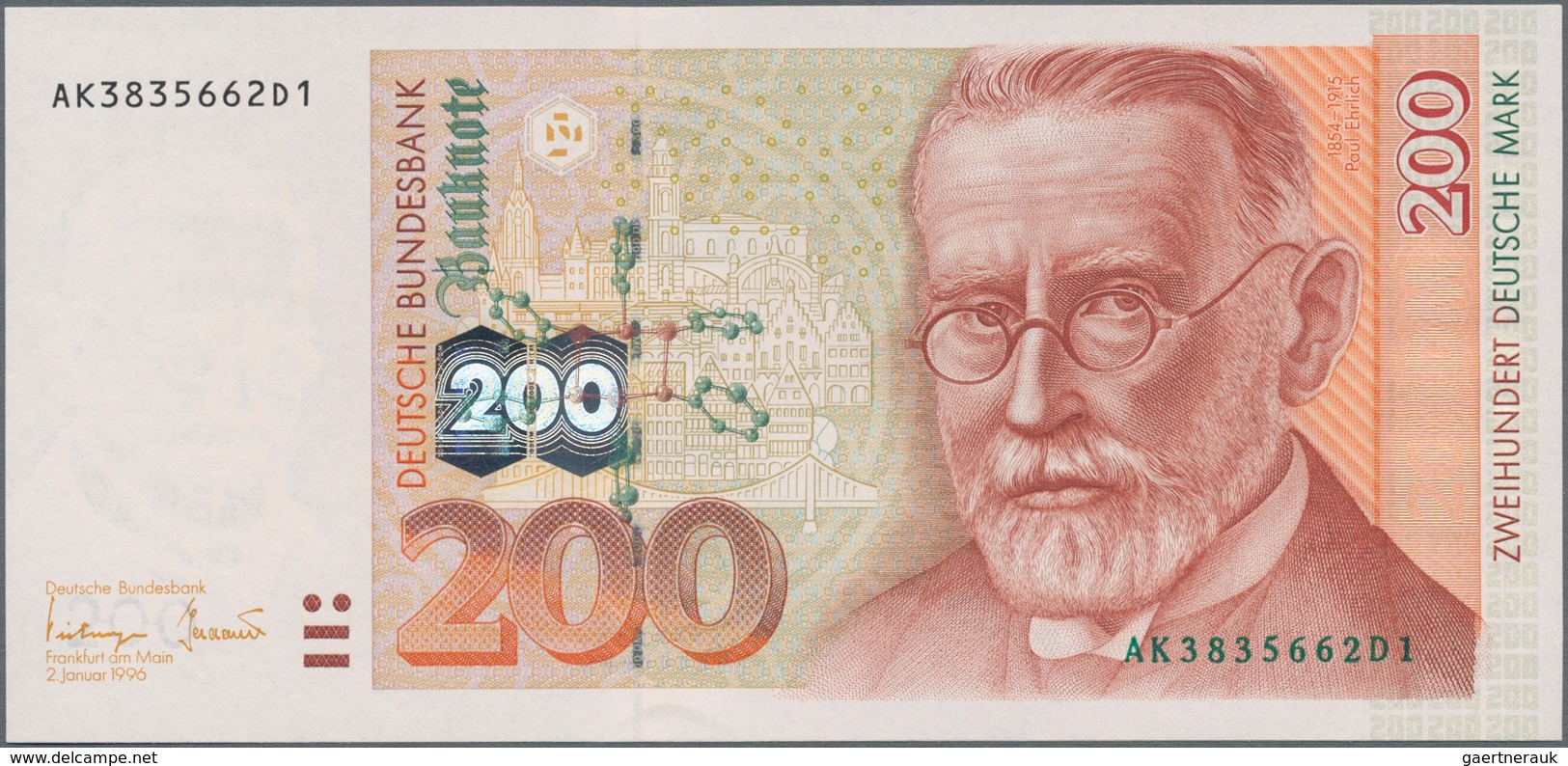 Deutschland - Bank Deutscher Länder + Bundesrepublik Deutschland: 200 DM 1996, Serie "AK/D", Ro.311a - Andere & Zonder Classificatie