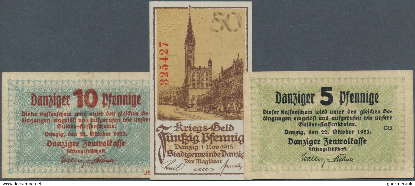 Deutschland - Nebengebiete Deutsches Reich: Danzig, 50 Pf., 1.11.1918, 5, 10 Pfennige, 22.10.1923, ( - Otros & Sin Clasificación