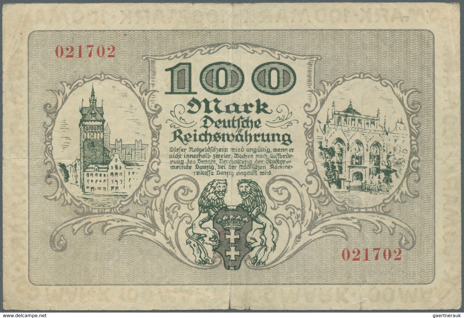 Deutschland - Nebengebiete Deutsches Reich: Danzig, 100 Mark, 31.10.1922, Ro. 792, Mehrere Knicke Un - Sonstige & Ohne Zuordnung
