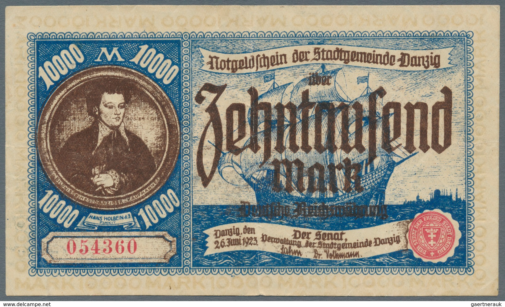 Deutschland - Nebengebiete Deutsches Reich: Danzig, 10.000 Mark, 26.6.1923, 10 Millionen Mark, 31.8. - Otros & Sin Clasificación