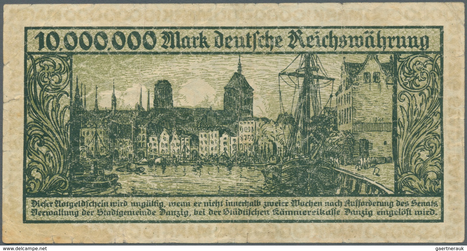 Deutschland - Nebengebiete Deutsches Reich: Danzig, 10 Millionen Mark, 31.8.1923, Ro. 804a, Stärker - Otros & Sin Clasificación