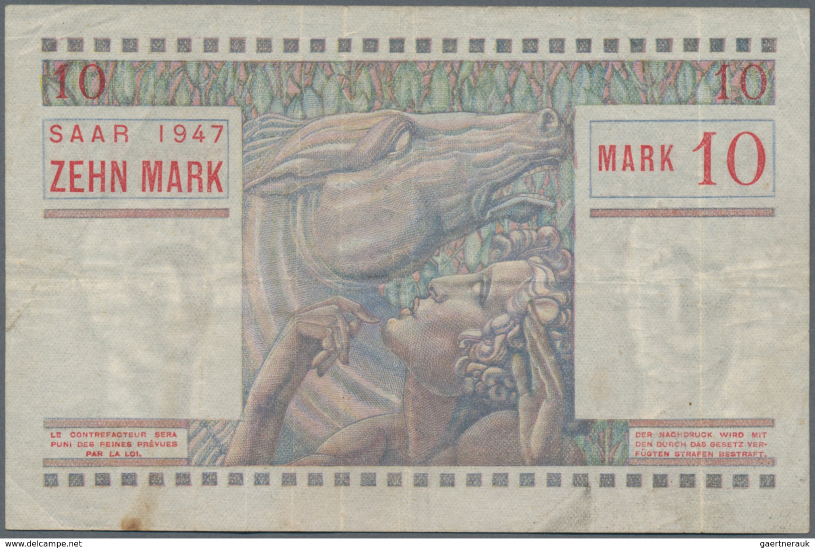 Deutschland - Nebengebiete Deutsches Reich: Saarland, 10 Mark 1947 Ro. 870 Mit Normalen Gebrauchsspu - Sonstige & Ohne Zuordnung