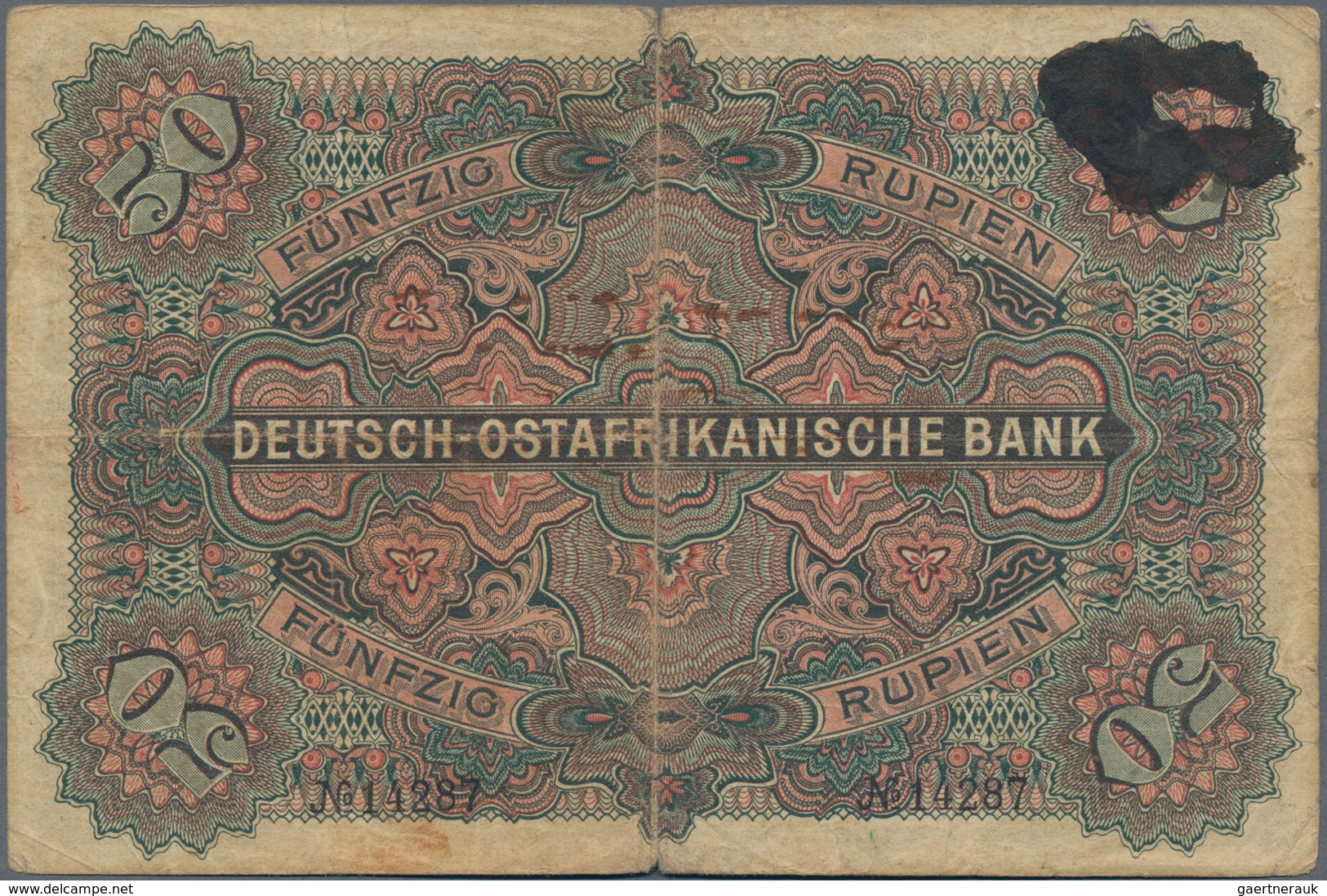 Deutschland - Kolonien: Deutsch Ostafrika 50 Rupien 1905 Ro. 902d, Gebraucht Mit Mehreren Falten, Mi - Sonstige & Ohne Zuordnung