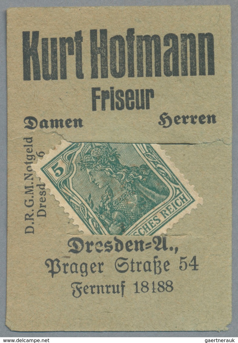 Deutschland - Briefmarkennotgeld: DRESDEN, Kurt Hofmann, Friseur, 5 Pf Germania Grün, Grüner Werbeka - Otros & Sin Clasificación