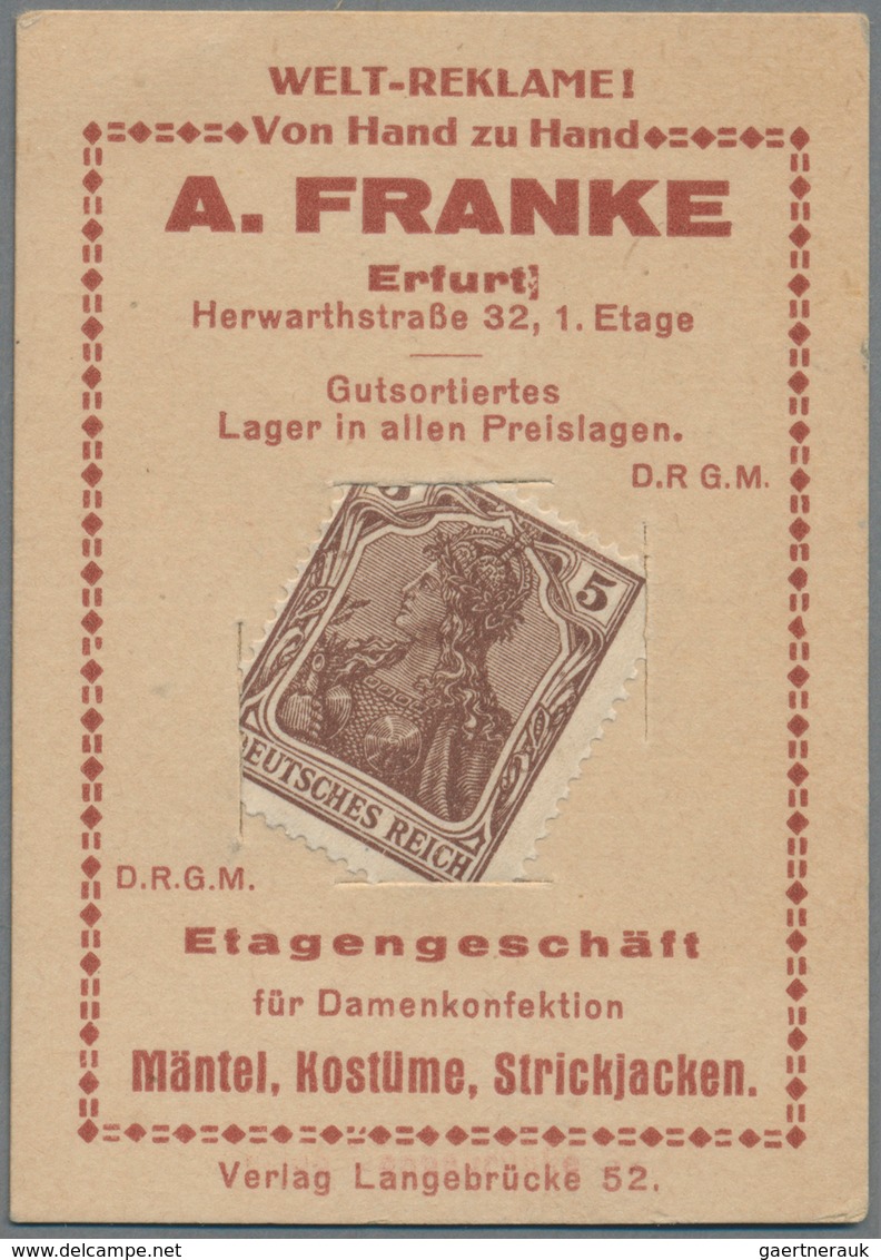 Deutschland - Briefmarkennotgeld: ERFURT, A.Franke, Damenkonfektion, 5 Pf. Germania Braun, Im Werbek - Sonstige & Ohne Zuordnung