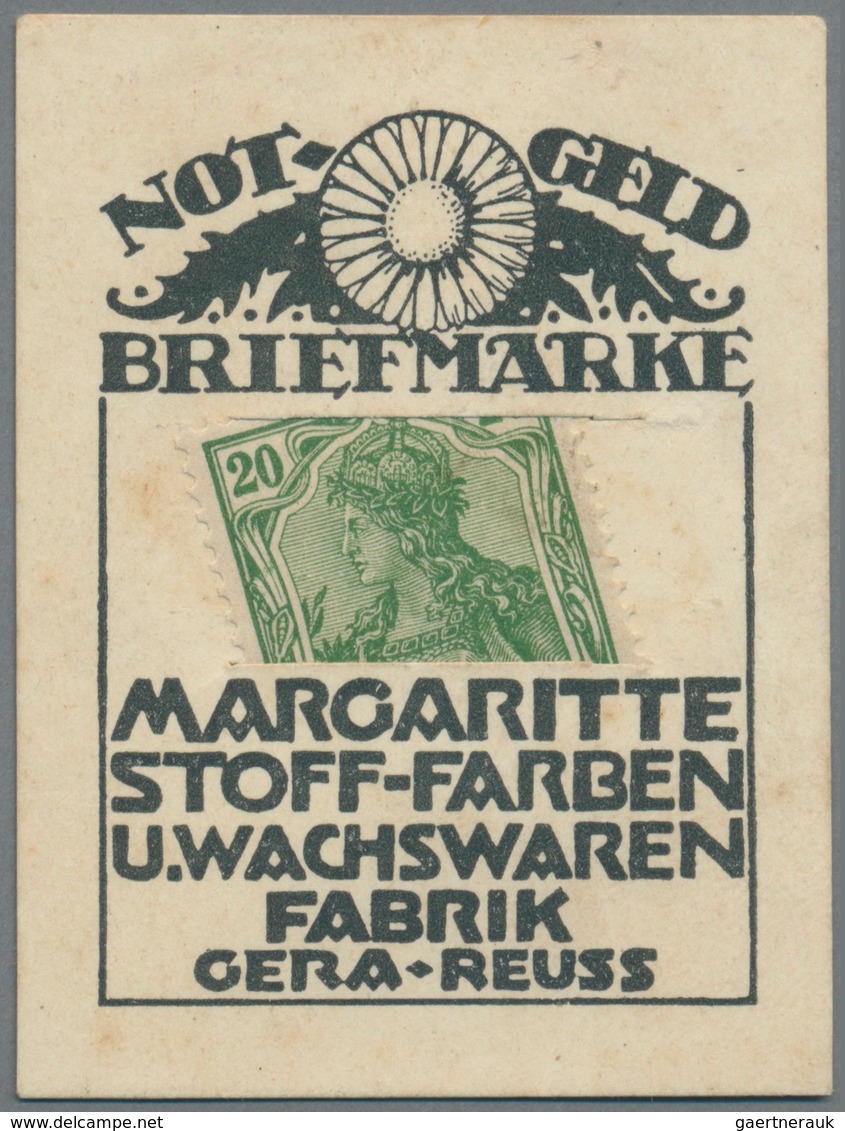 Deutschland - Briefmarkennotgeld: GERA, Margaritte, Stoff-Farben U. Wachswaren-Fabrik, Germania 20 P - Andere & Zonder Classificatie