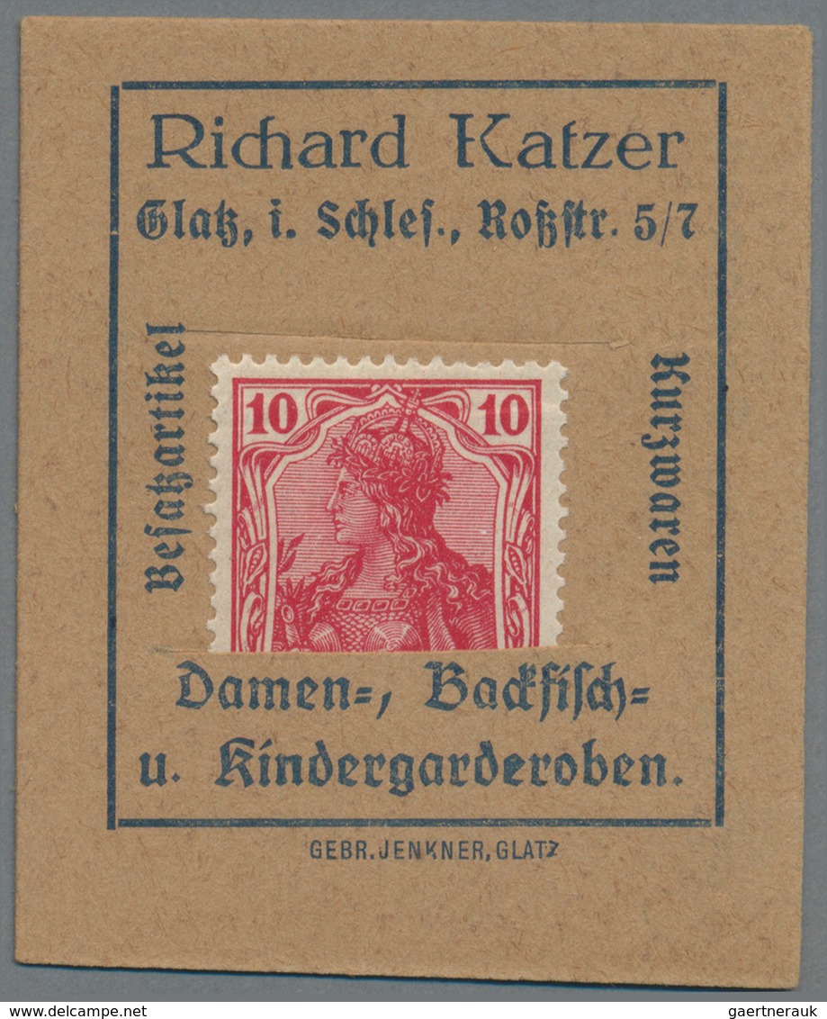 Deutschland - Briefmarkennotgeld: GLATZ, Richard Katzer, Damen- Und Kindergarderoben, Germania 10 Pf - Sonstige & Ohne Zuordnung