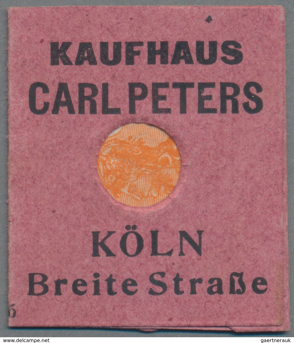 Deutschland - Briefmarkennotgeld: KÖLN, Kaufhaus Carl Peters, 10 Pf. Germania Orange, Im Roten Faltk - Andere & Zonder Classificatie